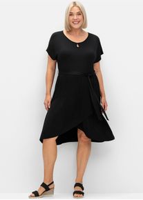 sheego Damen Jerseykleid "Jerseykleid", schwarz, Gr. 46, unifarben, Jersey, Single Jersey, 95% Viskose, 5% Elasthan, Kleider