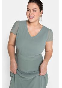 sheego Damen Abendkleid "Abendkleid", braun, Gr. 44, unifarben, Georgette, 100% Polyester, Kleider