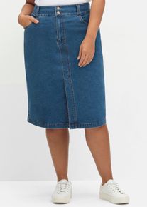 sheego Damen Jeansrock, blau, Gr. 44, unifarben, 98% Baumwolle, 2% Elasthan, Röcke