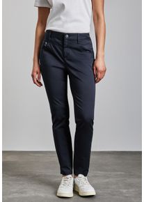 Street One Damen Chinohose, blau, casual, Gr. 34, unifarben, Web, 97% Baumwolle, 3% Elasthan, Hosen, Middle Waist