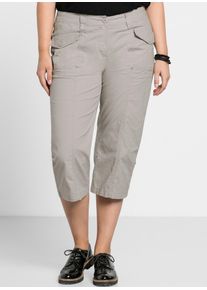 sheego Damen 3/4-Hose, beige, Gr. 54, unifarben, 97% Baumwolle, 3% Elasthan, Hosen