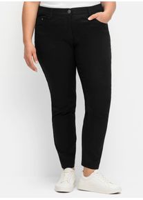 sheego Damen Stretch-Hose, schwarz, Gr. 44, unifarben, 98% Baumwolle, 2% Elasthan, Hosen