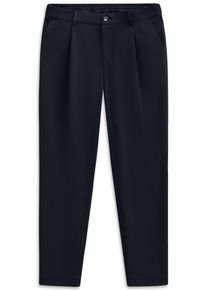 Bugatti Herren Bundfaltenhose "Tapered Fit"380, marine, casual, Gr. 34, unifarben, 88% Polyamid, 12% Elasthan, Hosen, mit Flexcity Performance Stretch