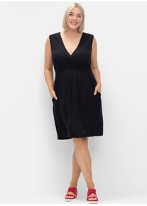 sheego Damen Jerseykleid "Jerseykleid", schwarz, Gr. 42, unifarben, 95% Viskose, 5% Elasthan, Kleider