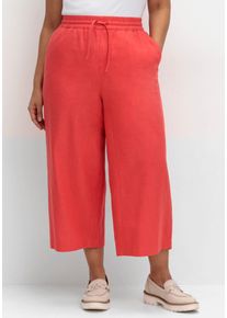 sheego Damen 7/8-Hose, rot, Gr. 54, 55% Leinen, 45% Viskose, Hosen