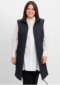 sheego Damen Longweste, blau, Gr. 54, unifarben, 100% Polyester, Westen