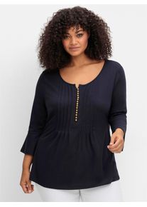 Damen T-Shirt "T-Shirt", blau, Gr. 56, sheego by Joe Browns, 95% Baumwolle, 5% Elasthan, Shirts