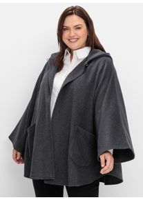 sheego Damen Cape, grau, Gr. 1, unifarben, 95% Polyester, 5% Wolle, Jacken