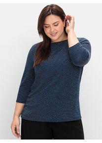 sheego Damen 3/4-Arm-Shirt "3/4-Arm-Shirt", blau, Gr. 56, 80% Polyamid, 15% metallisierte Fasern, 5% Elasthan, Shirts