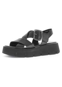 Gabor Damen Sandalette, Gr. 37, schwarz, Kalbsleder, unifarben, modisch, Schuhe, Plateau, Sommerschuh, Riemchensandale mit großer Zierschnalle