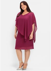 sheego Damen Cocktailkleid "Cocktailkleid", lila, Gr. 54, unifarben, 100% Polyester, Kleider