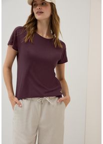 Cecil Damen T-Shirt, rot, casual, Gr. S, unifarben, Jersey, Obermaterial: 50% Baumwolle, 50% Modal, Shirts, in Ausbrenner-Optik