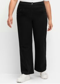 sheego Damen Stretch-Hose, schwarz, Gr. 54, 98% Baumwolle, 2% Elasthan, Hosen