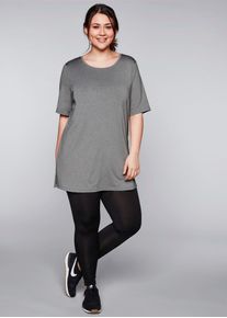 sheego Damen Longshirt "Longshirt", grau, Gr. 52, unifarben, 90% Polyester, 10% Elasthan, Shirts