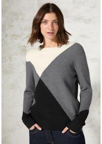 Cecil Damen Strickpullover, grau, casual, Gr. XXL, gemustert, Stoff, 50% Viskose, 28% Polyester, 22% Nylon, Pullover, mit grafischem Muster