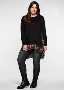 Damen Longshirt "Longshirt", schwarz, Gr. 56, sheego by Joe Browns, unifarben, 95% Viskose, 5% Elasthan, Shirts