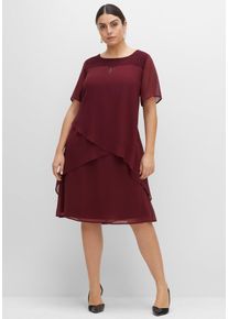 sheego Damen Abendkleid "Abendkleid", rot, Gr. 46, unifarben, 100% Polyester, Spitze:100% Polyamid, Kleider