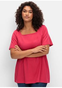sheego Damen Kurzarmshirt "T-Shirt", pink, Gr. 40, unifarben, 50% Baumwolle, 50% Modal, Shirts
