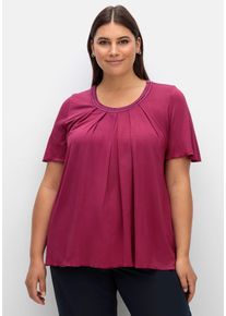 sheego Damen T-Shirt "T-Shirt", lila, Gr. 56, unifarben, 95% Viskose, 5% Elasthan, Shirts