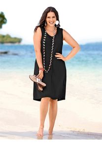 sheego Damen Jerseykleid "Jerseykleid", schwarz, Gr. 50, unifarben, Jersey, Single Jersey, 100% Baumwolle, Kleider