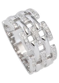 Jobo Damen Silberring, 60, Silber 925 (Sterlingsilber), silber, Silber 925 (Sterlingsilber), Fingerringe, breit 925 Silber mit 45 Zirkonia