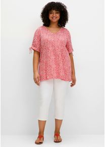 sheego Damen Kurzarmshirt "T-Shirt"schwarz, hummer gemustert, Gr. 44, unifarben, gemustert, 100% Baumwolle, Shirts