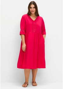 sheego Damen A-Linien-Kleid "Blusenkleid", pink, Gr. 40, unifarben, Web, 100% Viskose, Kleider