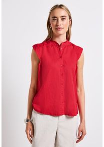 Street One Damen Blusentop, rot, casual, Gr. 36, unifarben, Web, 60% Leinen, 40% Baumwolle, Blusen, mit Knopfleiste