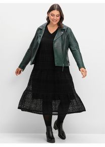 sheego Damen Spitzenkleid "Spitzenkleid", schwarz, Gr. 52, unifarben, 70% Baumwolle, 30% Polyamid, Kleider