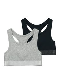 name it Kinder Unterhemd "NKFSHORT TOP 2P NOOS", Gr. 158schwarz pack:w, grau melange, Jersey, Obermaterial: 95% Baumwolle, 5% Elasthan, meliert,