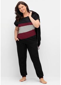 sheego Damen Kurzarmshirt "T-Shirt", schwarz, Gr. 40, gemustert, mehrfarbig, 50% Baumwolle, 50% Modal, Shirts