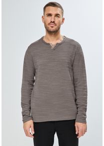 Street One MEN Herren Langarmshirt, braun, casual, Gr. XXXL, meliert, Web, 96% Baumwolle, 4% Polyester, Shirts, im soften Baumwoll-Mix