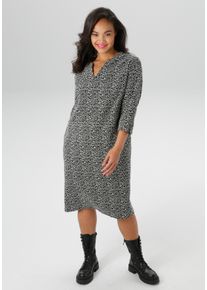 ANISTON PLUS Damen Jerseykleid, schwarz-weiß, feminin, Gr. 54, gemustert, Jersey, Obermaterial: 54% Polyester, 28% Baumwolle, 15% Viskose, 3%