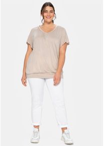 sheego Damen T-Shirt, beige, Gr. 56, Shirts