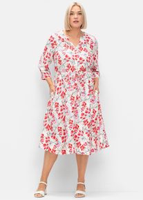 sheego Damen Druckkleid "Kleid", rosa, Gr. 56, 100% Viskose, Kleider