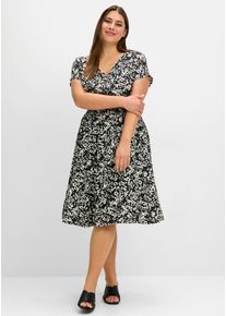 sheego Damen Sommerkleid "Sommerkleid", schwarz, Gr. 58, 100% Viskose, Kleider