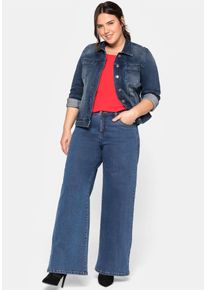 sheego Damen Jeansjacke, blau, Gr. 58, 98% Baumwolle, 2% Elasthan, Jacken