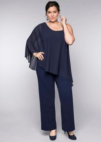 sheego Damen Jumpsuit, blau, Gr. 50, 95% Polyester, 5% Elasthan, Overalls
