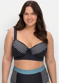 sheego Damen Bustier-Bikini-Top, blau, Gr. 46, Elasthan, Polyamid, Bikini-Oberteile