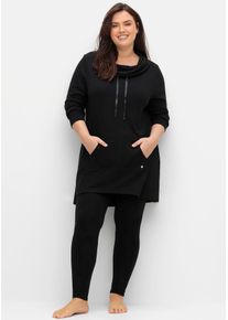 sheego Damen Longshirt "Sweatshirt", schwarz, Gr. 44, unifarben, 50% Baumwolle, 50% Modal, Shirts