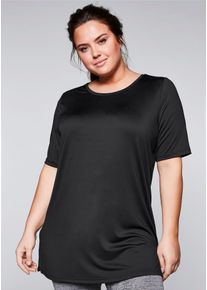 sheego Damen Longshirt "Longshirt", schwarz, Gr. 56, unifarben, 90% Polyester, 10% Elasthan, Shirts