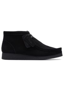 Clarks Herren Schnürboots "Wallabee", Gr. 44, schwarz, Veloursleder, casual, Schuhe, Desert Boots, High Top Sneaker mit Wechselfußbett