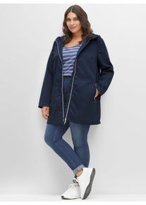 sheego Damen Langjacke, blau, Gr. 50, unifarben, 65% Polyester, 35% Baumwolle, Jacken
