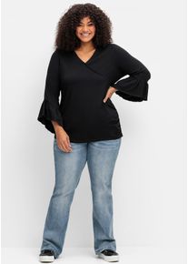 Damen 3/4-Arm-Shirt "T-Shirt", schwarz, Gr. 56, sheego by Joe Browns, 95% Viskose, 5% Elasthan, Shirts