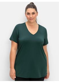 sheego Damen T-Shirt "Funktionsshirt", grün, Gr. 52, unifarben, 90% Polyester, 10% Elasthan, Shirts