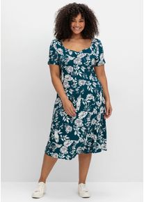 Damen Jerseykleid "Jerseykleid", grün, Gr. 42, sheego by Joe Browns, geblümt, gemustert, animal-print, Jersey, Single Jersey, 95% Viskose, 5%