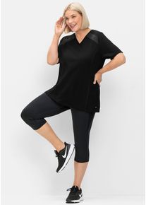 sheego Damen Funktionsshirt "Funktionsshirt", schwarz, Gr. 56, unifarben, 73% Baumwolle, 27% Polyester, Shirts