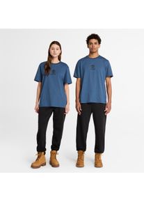 Timberland Herren T-Shirt "Print Stack Logo Short Sleeve Tee", blau, sportlich, Gr. XL, Single Jersey, Obermaterial: 100% Baumwolle, Shirts, UNISEX