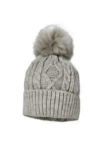 Mütze MaxiMo Girl-MützeVollfutter mit Umschlag und Pompon Mädchen (Gr 55 cm |grau)