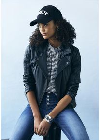 Lascana Lederimitatjacke schwarz Gr. 34 für Damen. Mit Ziersteppungen. Figurbetont